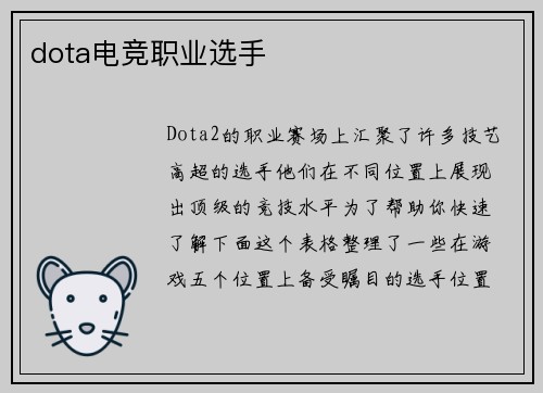 dota电竞职业选手
